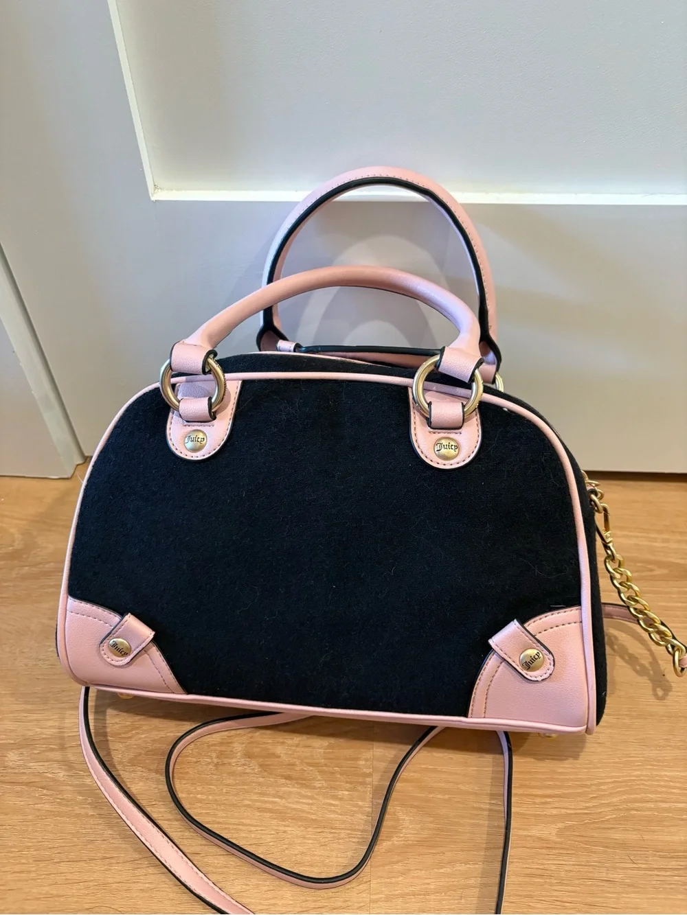 Juicy Couture Black and Pink Club Bowler Bag NEW